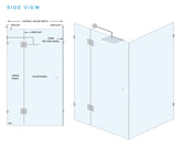 Chrome - Frameless Glass Corner Shower Screen  - 2000mm high, 10mm Toughened Glass